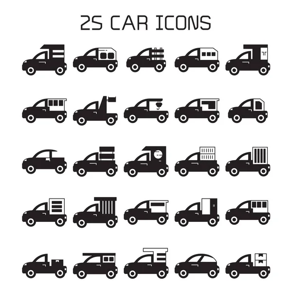 Ilustración Vectorial Iconos Coches — Vector de stock