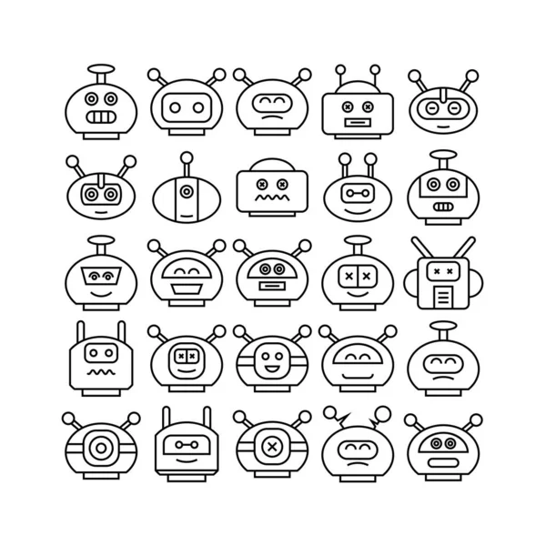 Illustrazione Vettoriale Icone Robot — Vettoriale Stock