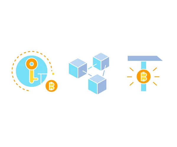 Banner Financiero Con Iconos Bitcoin Concepto Cryptoconcurrency — Vector de stock