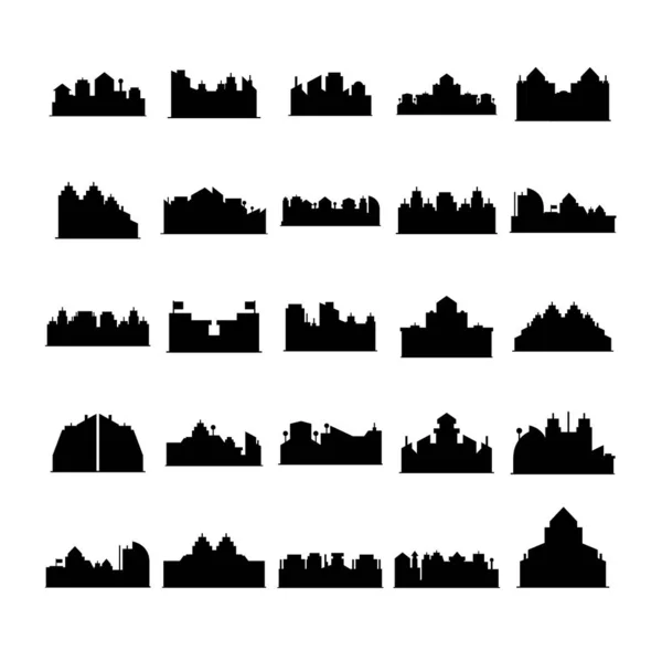 Ilustración Vectorial Iconos Paisaje Urbano — Vector de stock