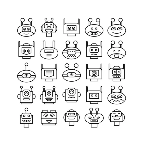 Ilustración Vectorial Robots Iconos — Archivo Imágenes Vectoriales