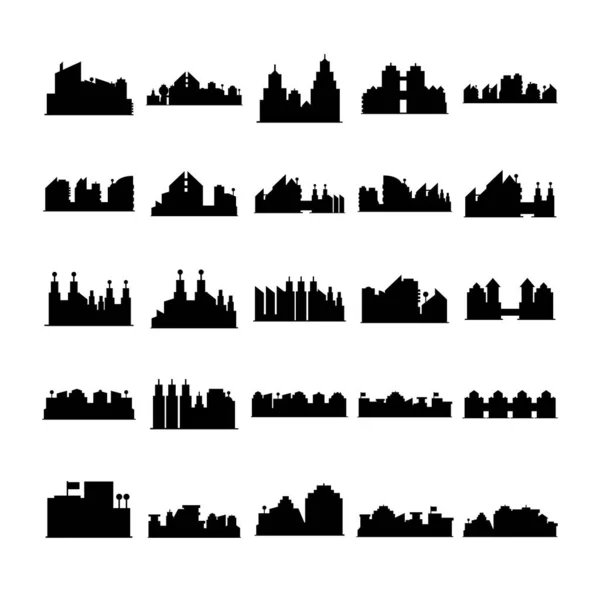 Cityscape Simgelerinin Vektör Illüstrasyonu — Stok Vektör