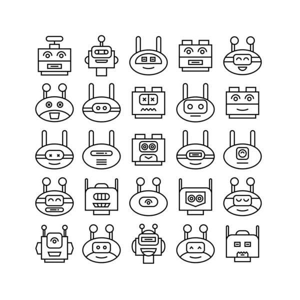 Ilustración Vectorial Robots Iconos — Archivo Imágenes Vectoriales