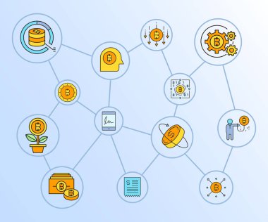 cryptocurrency simgelerinin vektör çizimi