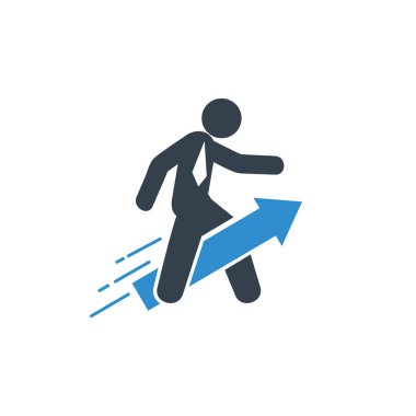 İş konsepti. Ok üzerinde işadamı vektör Illustration