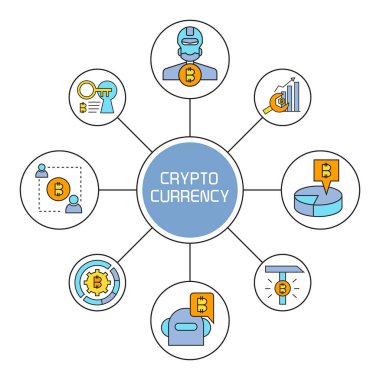 kripto para biriminin vektör illüstrasyonu