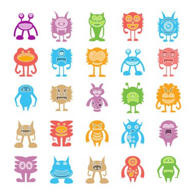 canavar karakter simgeleri, vektör illüstrasyon 