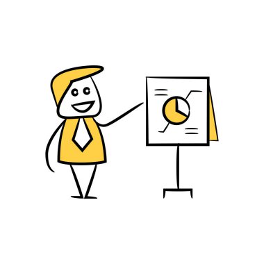 İş konsepti. Grafik ile işadamı vektör Illustration