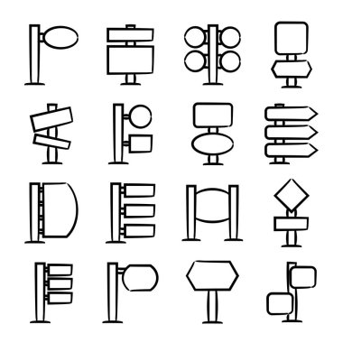 işaret simgeleri kümesi illüstrasyon seti