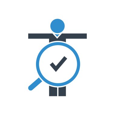 İş konsepti. İş adamı ve büyüteç vektör Illustration 