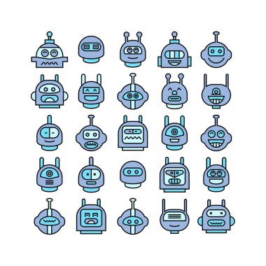 robot simgelerinin vektör illüstrasyonu