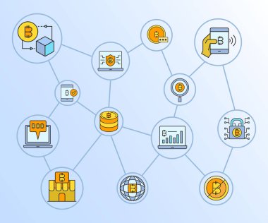 cryptocurrency simgelerinin vektör çizimi