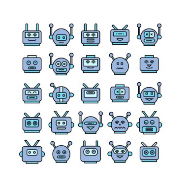 robot simgelerinin vektör illüstrasyonu