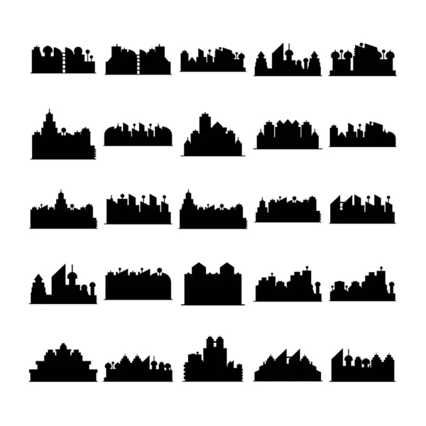 Cityscape Simgelerinin Vektör Illüstrasyonu — Stok Vektör