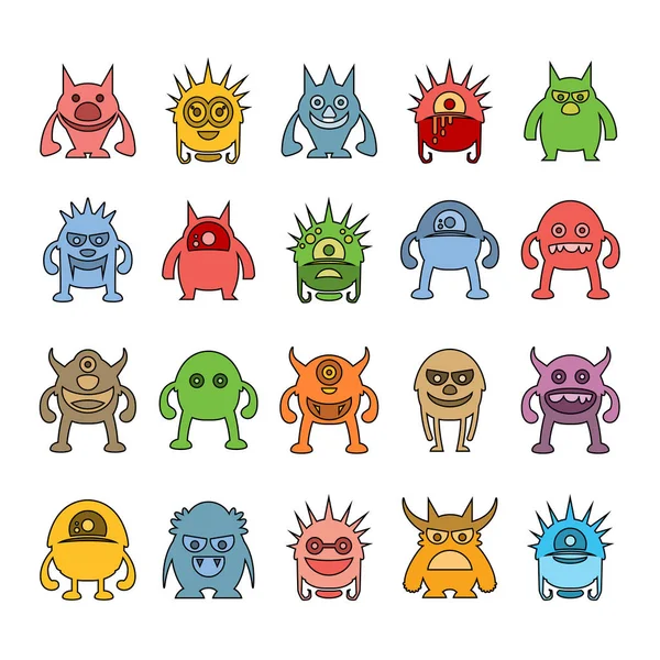 Icônes Personnage Monstre Illustration Vectorielle — Image vectorielle