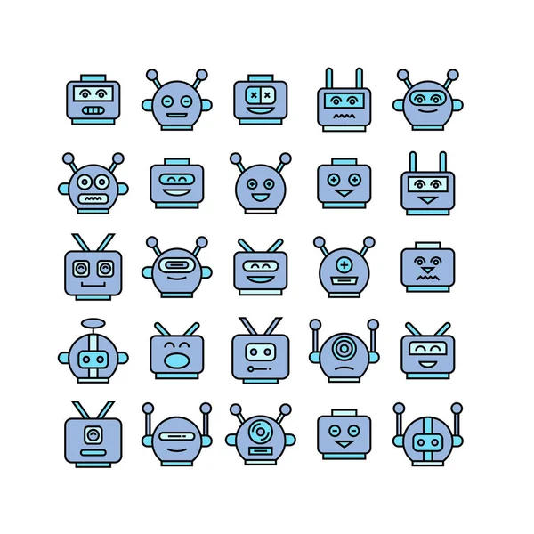 Ilustración Vectorial Robots Iconos — Archivo Imágenes Vectoriales