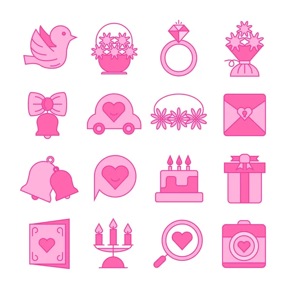 Vector Ilustración Los Iconos Del Amor — Vector de stock