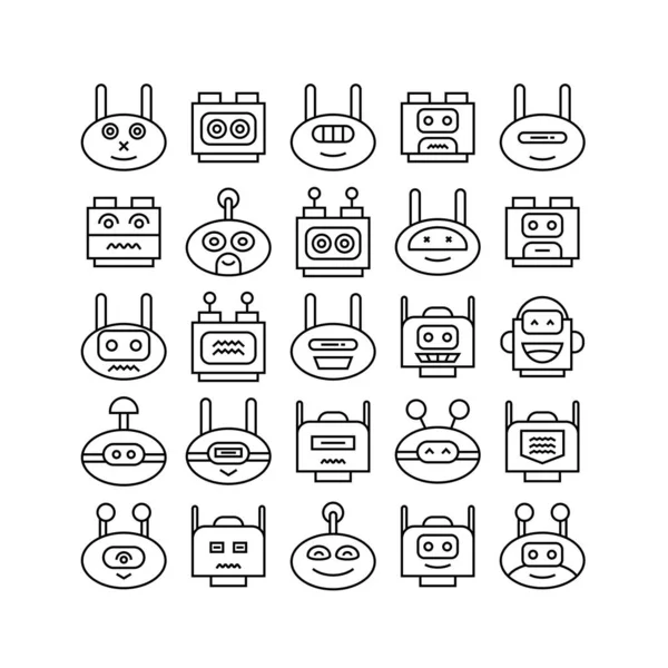 Illustrazione Vettoriale Icone Robot — Vettoriale Stock