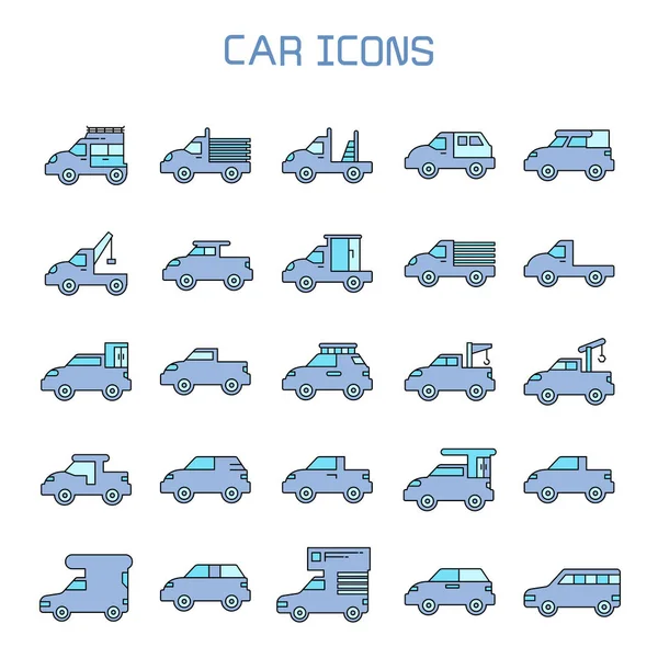 Vector Ilustración Iconos Automóviles — Vector de stock