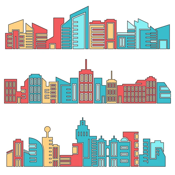 Ilustración Vectorial Edificios Iconos — Vector de stock