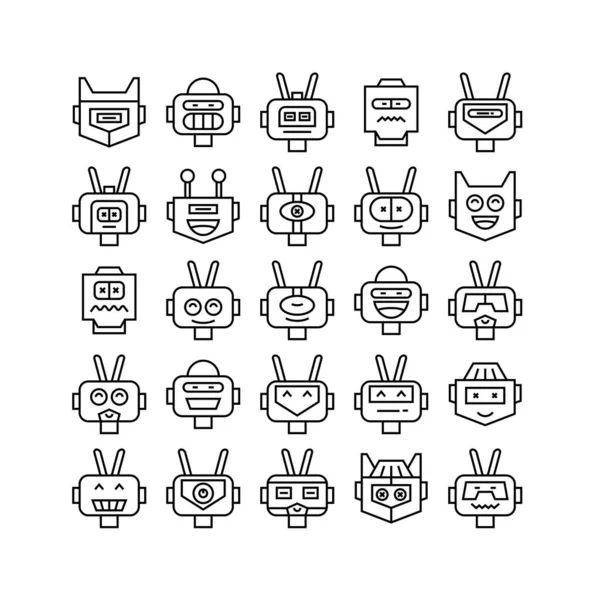 Ilustração Vetorial Ícones Robôs — Vetor de Stock