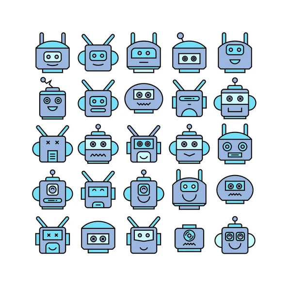 Векторна Ілюстрація Піктограм Роботів — стоковий вектор