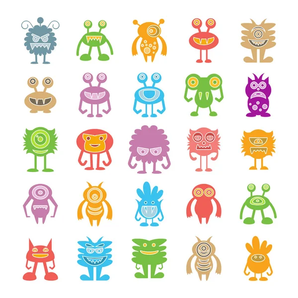 Icônes Personnage Monstre Illustration Vectorielle — Image vectorielle