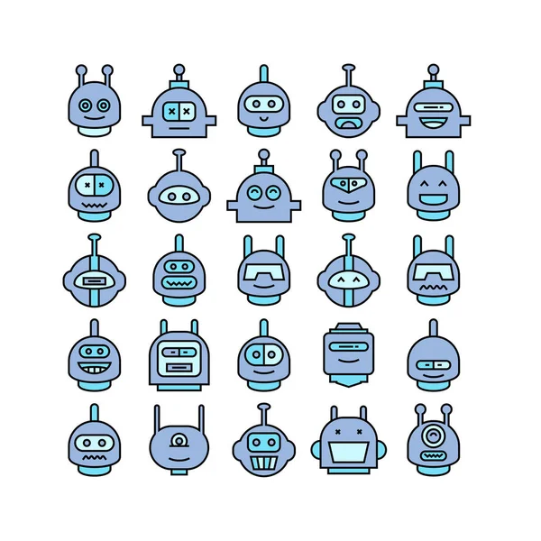 Vektor Illustration Robots Ikoner — Stock vektor