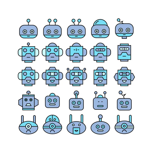 Ilustração Vetorial Ícones Robôs — Vetor de Stock