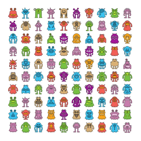 Monster Character Icons Vector Illustration — Stock Vector