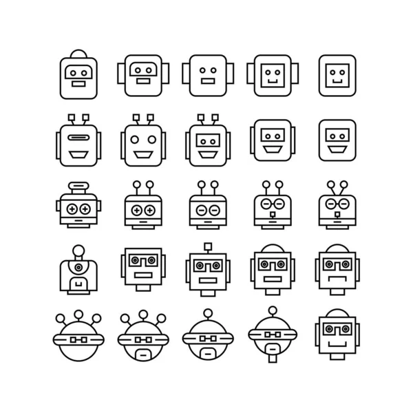 Ilustracja Wektorowa Ikon Robotów — Wektor stockowy