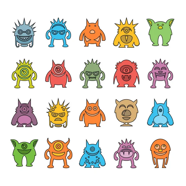 Icônes Personnage Monstre Illustration Vectorielle — Image vectorielle