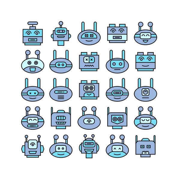 Ilustración Vectorial Robots Iconos — Archivo Imágenes Vectoriales