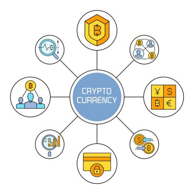 kripto para biriminin vektör illüstrasyonu