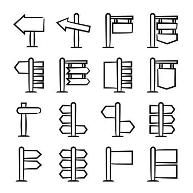 işaret simgeleri kümesi illüstrasyon seti