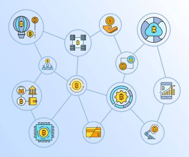 cryptocurrency simgelerinin vektör çizimi