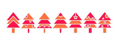 kırmızı noel ağaçlarıvektör illüstrasyon 