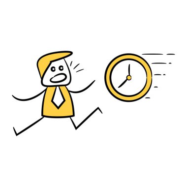 İş konsepti. İş adamı vektör Illustration zaman dışında çalıştırılır 