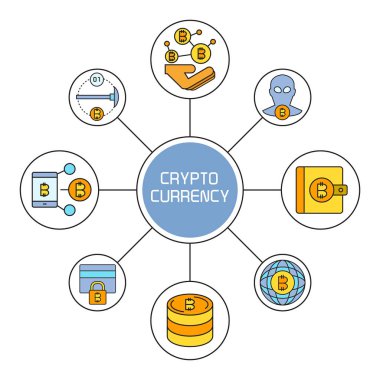 kripto para biriminin vektör illüstrasyonu