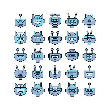 robot simgelerinin vektör illüstrasyonu