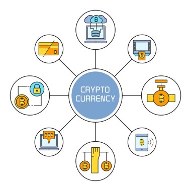 kripto para biriminin vektör illüstrasyonu