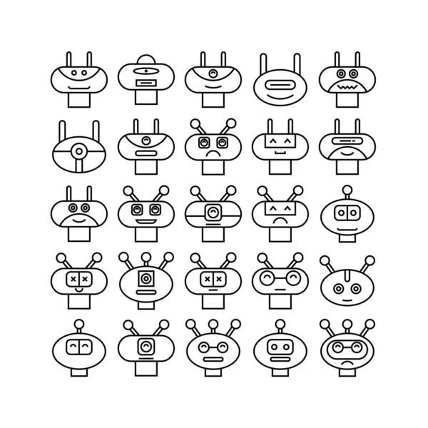 Ilustracja Wektorowa Ikon Robotów — Wektor stockowy