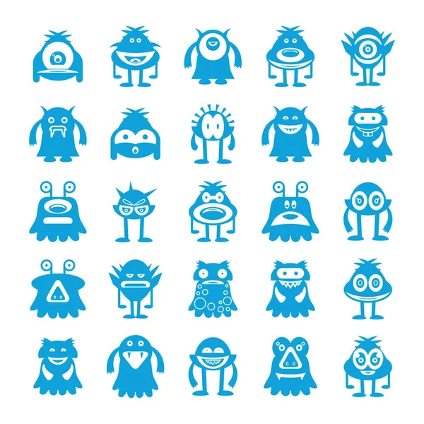 Monster Character Icons Vector Illustration — Stock Vector