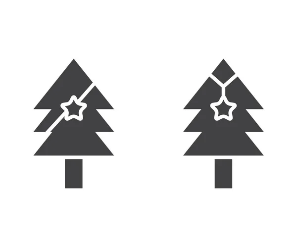 Ilustração Vetorial Árvores Natal Pretas — Vetor de Stock