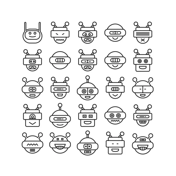 Ilustración Vectorial Robots Iconos — Archivo Imágenes Vectoriales