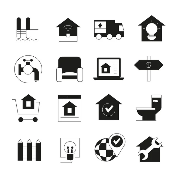 Ilustración Vectorial Iconos Casa — Archivo Imágenes Vectoriales