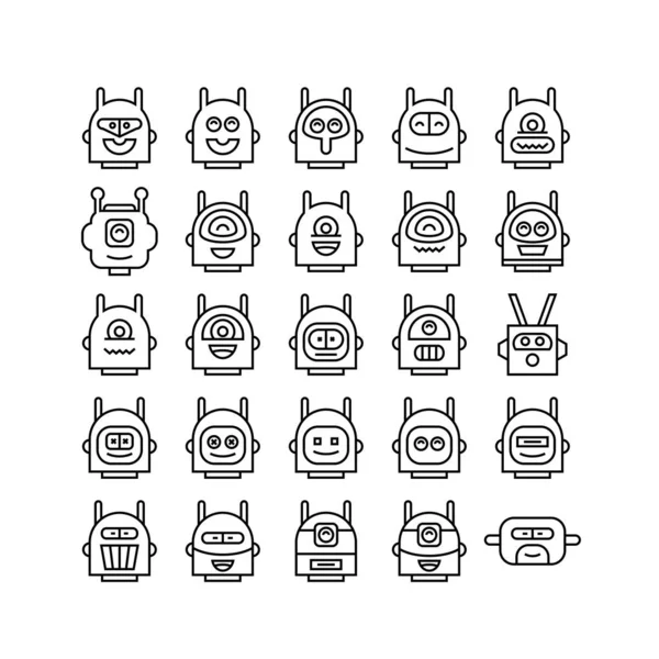 Ilustración Vectorial Robots Iconos — Archivo Imágenes Vectoriales
