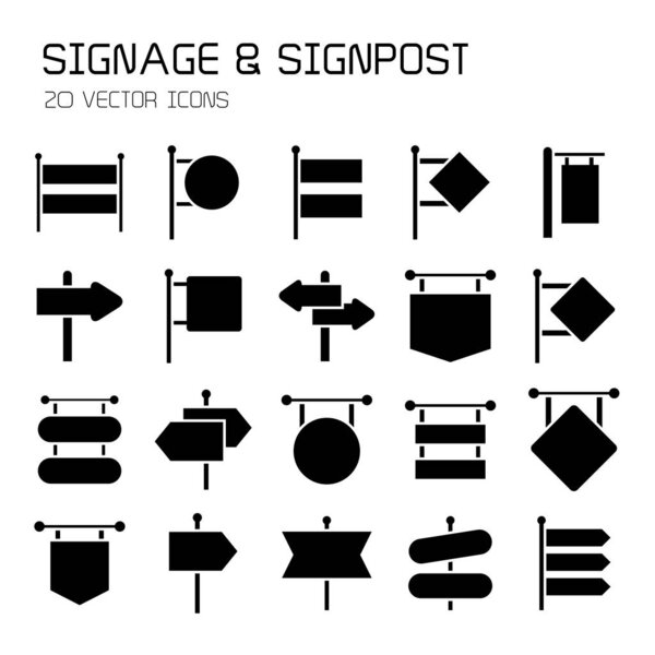 Vector Ilustración Signos Iconos Conjunto — Vector de stock