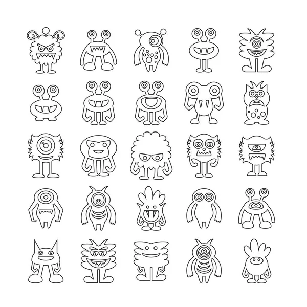 Monster Character Icons Vector Illustration — Stock Vector