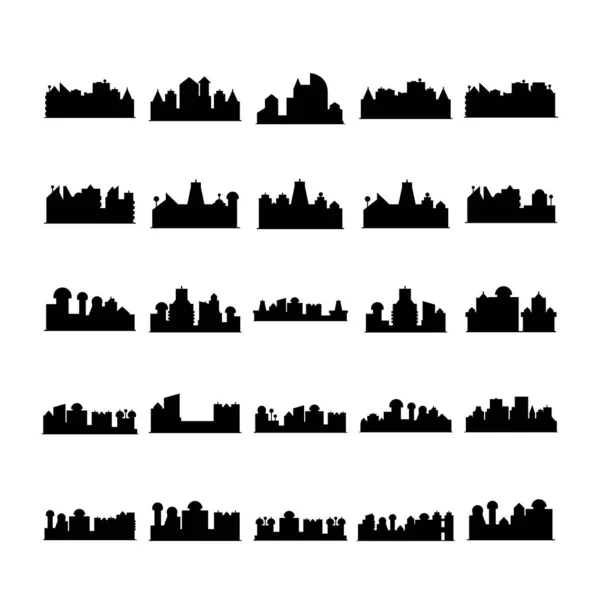 Ilustración Vectorial Iconos Paisaje Urbano — Vector de stock